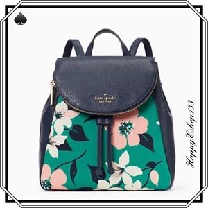 ♠️ kate spade Leila Floral Lily Blooms Medium Flap Backpack, Green Multi